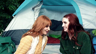 Camping trip fuck with two perfect redheaded dolls