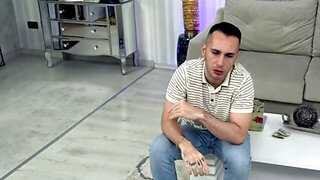 Blonde babe with sexy curves cucking her submissive partner