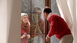 Elderly man invites neighbor girl to his place to fuck