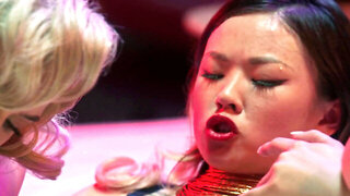 Tiny blonde gets to take a huge strap-on with real lust