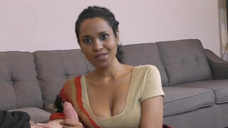 Horny Lily sucks tasty dick clothed and shares traditional Indian porn