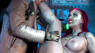 Alien dude fucking a humanoid alien lady in a kinky video