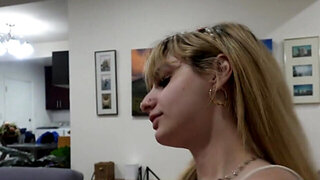 Cute petite teen’s cunt fingered before a deepthroat session