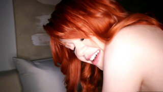 Stunning ginger hottie pussy creampied while jumping on lad dick