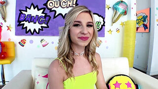 Blondie with a skinny body wants to get fucked in the ass