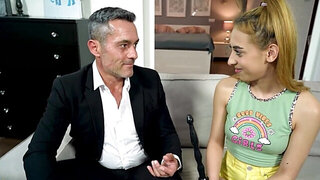 Adorable girl is going to get corrupted by her stepdad