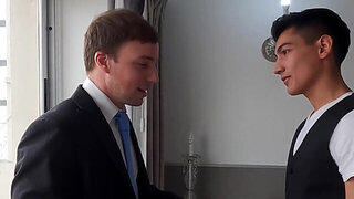 Jonas Matt talks the Latino bellboy into interracial sex