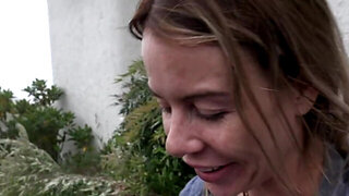 Edgy blonde girl Summer Vixen takes a hard peen in a car