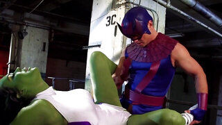 She-Hulk is banged by a naughty man in this cosplay scene