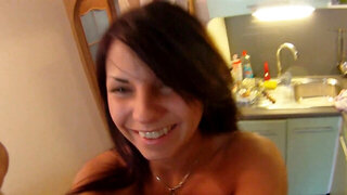 Russian Lupe Burnett allows friend to fuck her in the kitchen