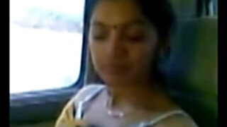 Wise mature indian aunty fun bags display in car