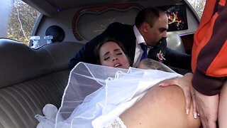 Busty bride Diane Chrystal is being ass fucked in the car