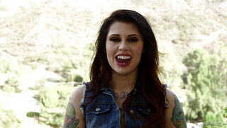 Male fucks inked bitch's asshole till cum on her face