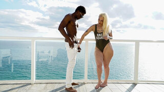 Big ass blonde tries huge black dick in surreal manners