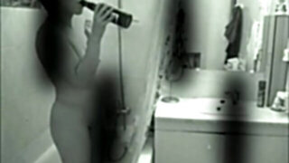 chick drink beer in shower (Real Spycam)