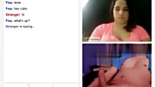 Tugging with ultra-cute chubby on omegle