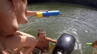 Aroused sluts make out on the boat in highly intriguing lesbian kinks