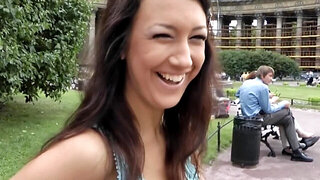 A chick is exposing herself out in public and then we see her doing anal