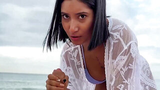 Complete stranger gets to fuck her hole on the beach