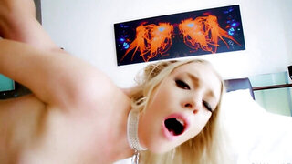 Handsome guy assfucks blonde and cums on her pretty face