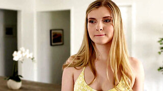 Blonde with a tight vag masturbates before fucking bro