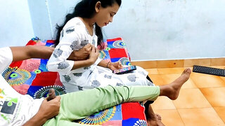 Indian beauty with a nice body gets on top for a ride