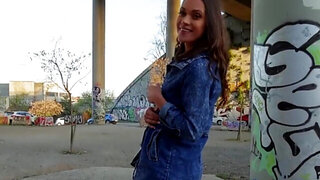 Sexy stranger Alyssa Reece hops on a huge cock for money