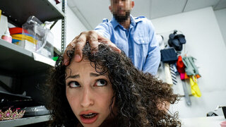 Curly hottie gets smashed by a security guard