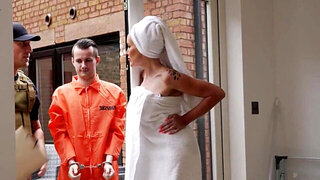 Big tits UK MILF is getting off with a hung inmate