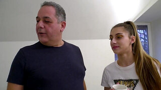 Old guy fucking a leggy European teen big fucking time