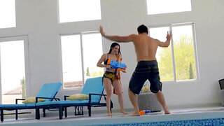 Bikini babe wants this dude to make out with her first