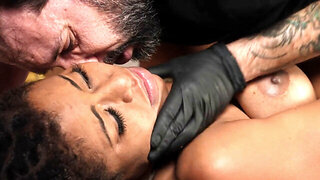 Ebony superstar getting tied up and fucked by a BWC