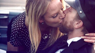 Handsome driver fucks a cock hungry MILF with giant knockers