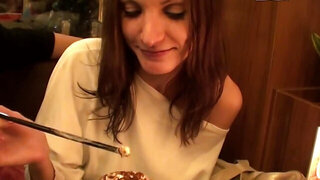 Sexy skinny girl is getting penetrated in the public restroom