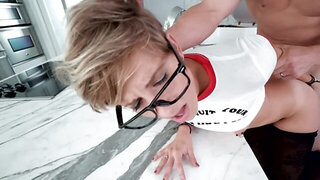 Short-haired secretary gets fucked by her horny boss