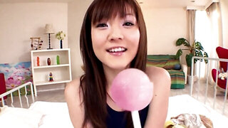 Japanese babe is teased before giving a POV blowjbo