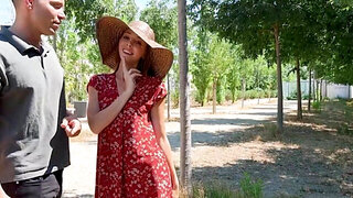 Influencer girl sneaks away to fuck her new man