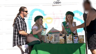 Girl scout babe gets fucked at a cookie stand hard