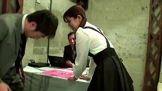 Sloppy slut is going to get fucked by office workers