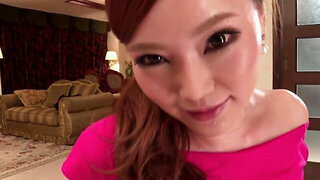 Brunettes from Japan go down on a big dick in a POV comp