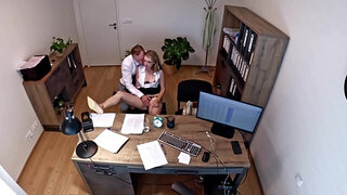 Leggy blonde takes cock while asking for a loan