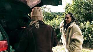 Interracial threesome for two attractive teen friends