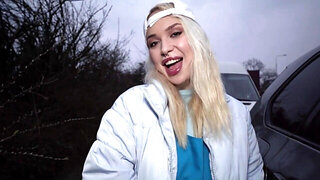 Pizza girl sucks a random dick and gets fucked too