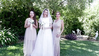 European babe in a bride outfit sucks and fucks