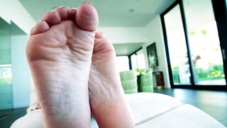 Aubree Valentine using her feet while giving JOI
