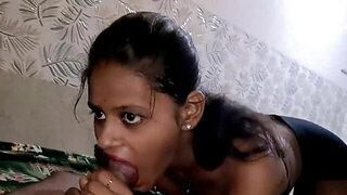 Gorgeous chick from India giving a deepthroated BJ