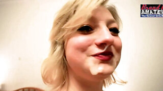 Hot blonde is covered in semen after the POV screwing