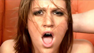 Hot brunette with massive boobs taking on two big dongs