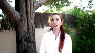 A redheaded nurse takes a break to join the porn biz