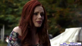 A stranded redhead slut Ella Hughes get an anal sex